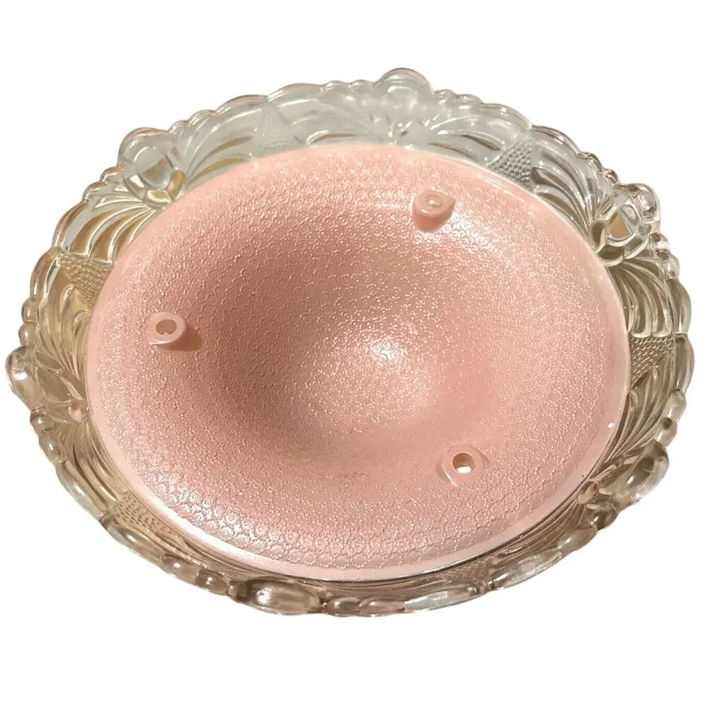 Antique Art Deco Pink Glass Ceiling Light Shade Globe 3 Hole Fixture 10